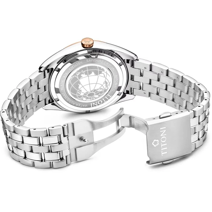 Ανδρικό Ρολόι Titoni 878Srg-657 (41mm) Μεταλλικό Μπρασελέ Ασημί