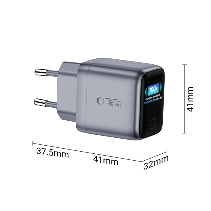 Tech-Protect PowerVision NC45W-GaN USB-C Network Charger PD 45W Dark Grey
