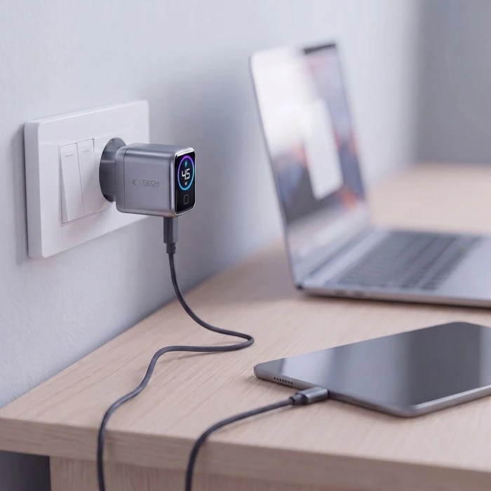 Tech-Protect PowerVision NC45W-GaN USB-C Network Charger PD 45W Dark Grey