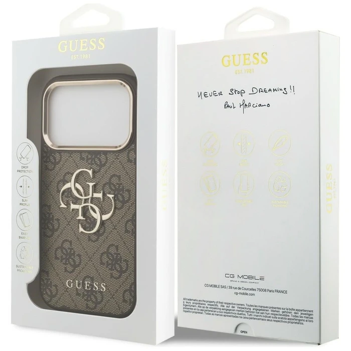 Guess 4G Big 4G Classic Logo Apple iPhone 18 Pro Max / 17 Pro Max brown gold