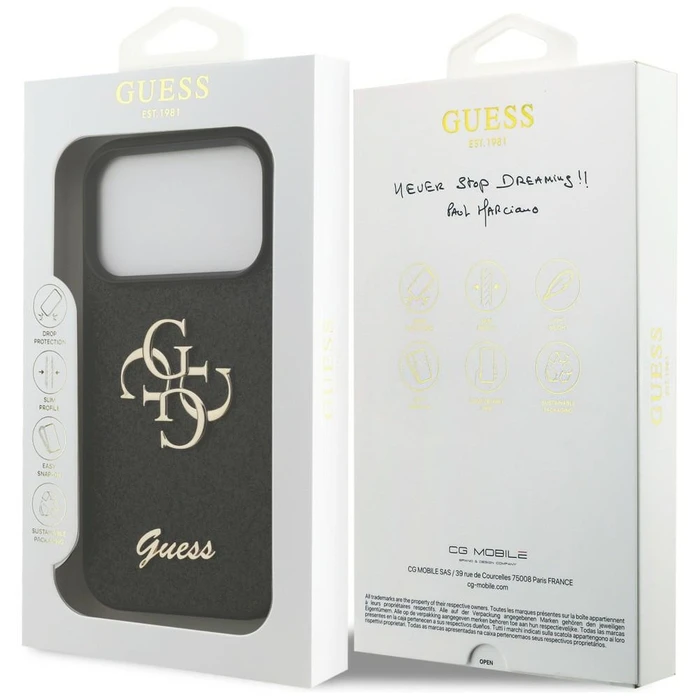 Guess Fixed Glitter Big 4G Apple iPhone 18 Pro / 17 Pro black