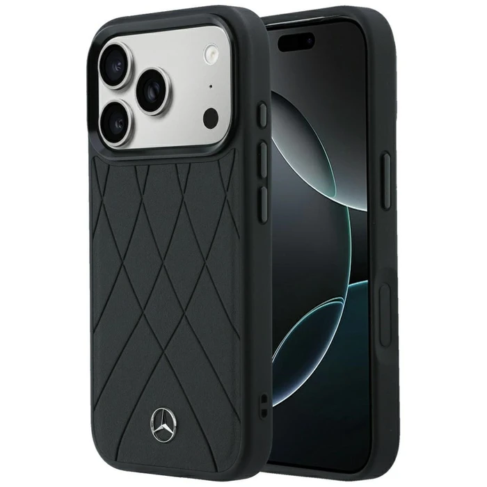 Mercedes Leather Crossed Lines MagSafe Apple iPhone 18 Pro / 17 Pro black