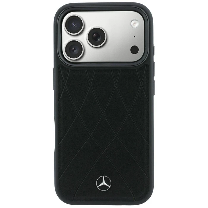 Mercedes Leather Crossed Lines MagSafe Apple iPhone 18 Pro / 17 Pro black