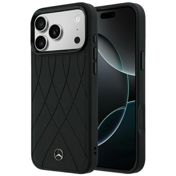 Mercedes Leather Crossed Lines MagSafe Apple iPhone 18 Pro Max / 17 Pro Max black