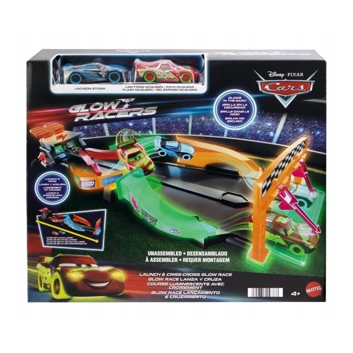 Αυτοκινητόδρομος Mattel Cars Set Night Race Track Glowing In The Dark