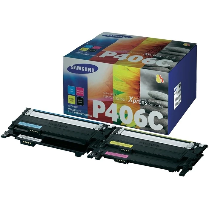 Samsung CLT-P406C Genuine Multipack Toner Black/Yellow/Cyan/Magenta 4-pack (RAINBOW KIT, SU375A)