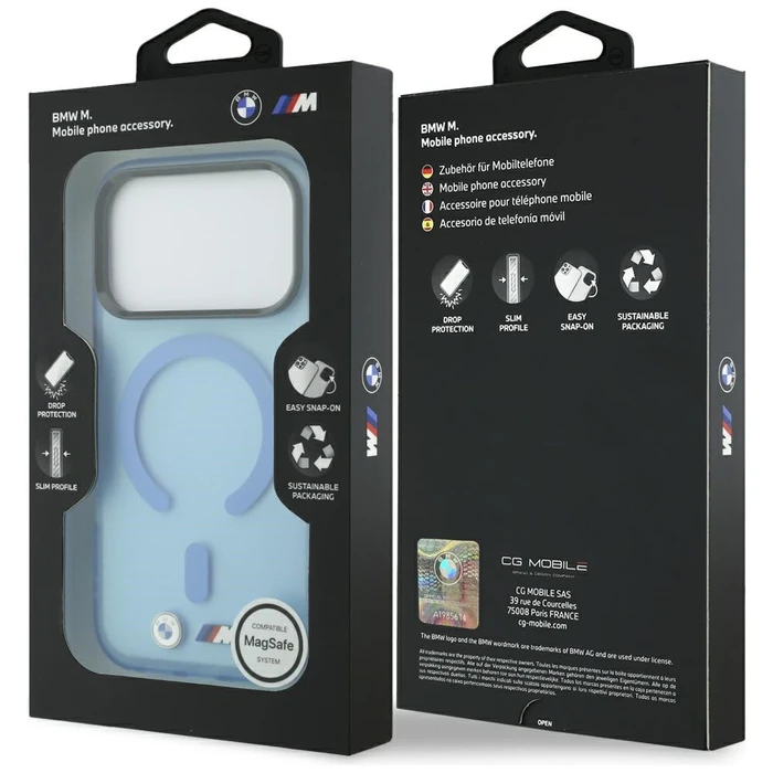BMW M IML Frosted Metal Logo & Trims MagSafe Apple iPhone 18 Pro / 17 Pro blue