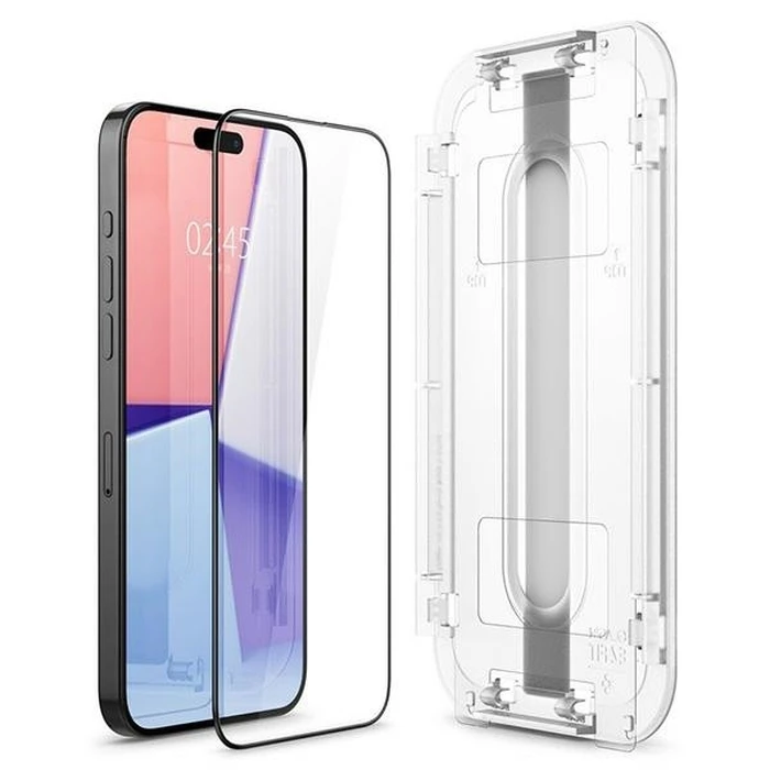 Spigen GLAS.tR EZ Fit Tempered Glass για iPhone 15 Pro 6.1" - Σετ 2 τεμαχίων, μαύρο πλαίσιο (AGL06893)