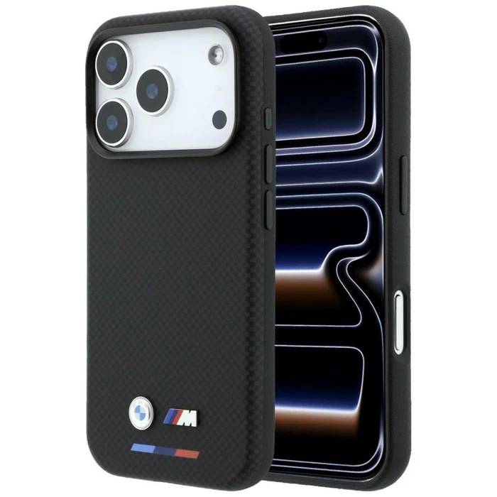 BMW M Quadrille Kevlar Tricolor & Metal Logo MagSafe Apple iPhone 18 Pro / 17 Pro black