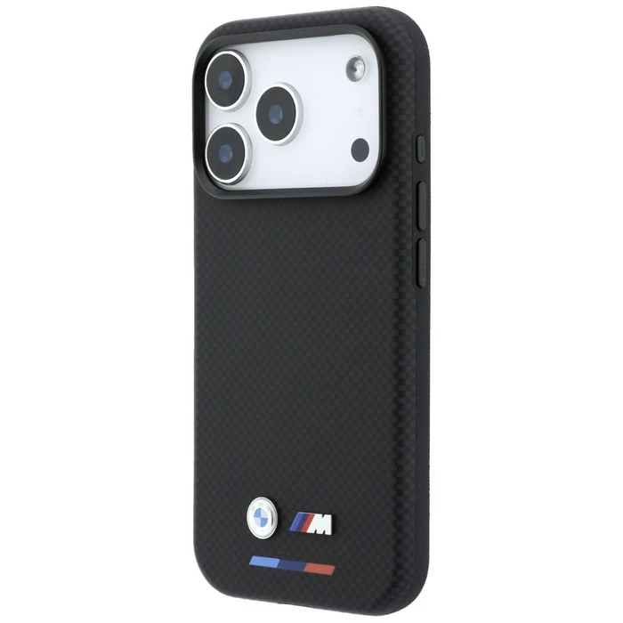 BMW M Quadrille Kevlar Tricolor & Metal Logo MagSafe Apple iPhone 18 Pro / 17 Pro black