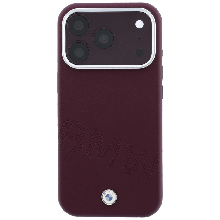 BMW Sign Inclined Deboss Letters MagSafe Apple iPhone 18 Pro / 17 Pro burgundy