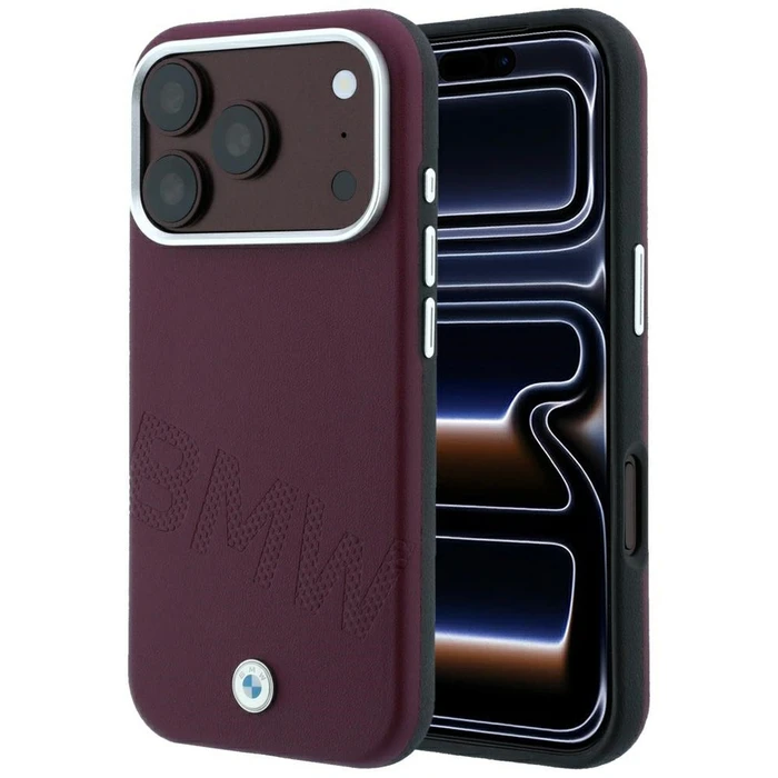 BMW Sign Inclined Deboss Letters MagSafe Apple iPhone 18 Pro Max / 17 Pro Max burgundy