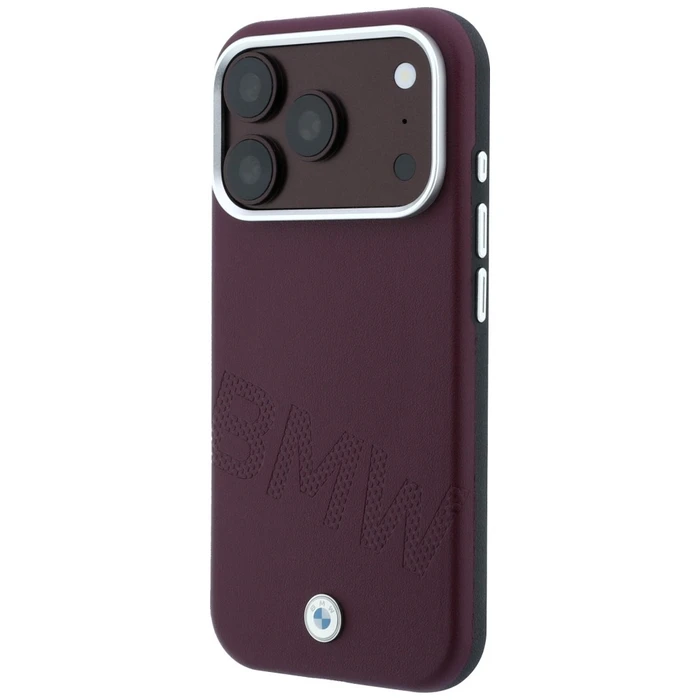BMW Sign Inclined Deboss Letters MagSafe Apple iPhone 18 Pro Max / 17 Pro Max burgundy