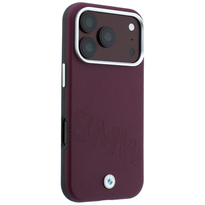 BMW Sign Inclined Deboss Letters MagSafe Apple iPhone 18 Pro Max / 17 Pro Max burgundy