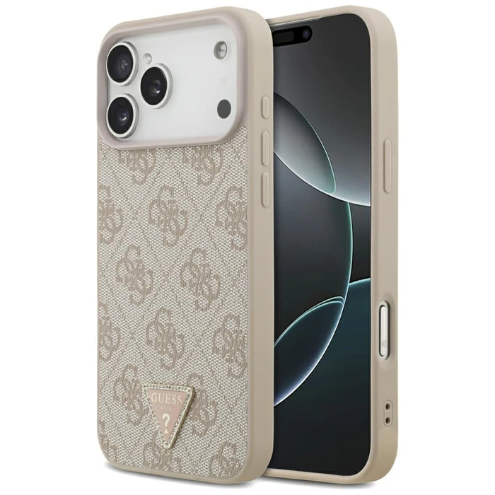 Guess Leather 4G Triangle Strass MagSafe Apple iPhone 18 Pro Max / 17 Pro Max pink