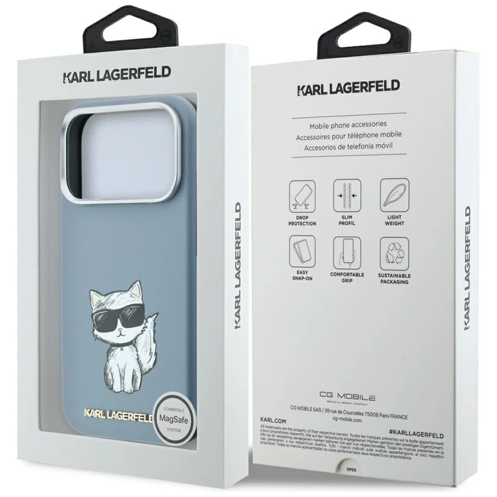 Karl Lagerfeld Smooth Choupette Sketch MagSafe Apple iPhone 18 Pro / 17 Pro light blue