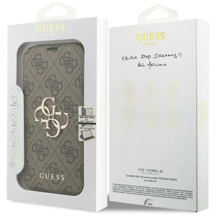 Guess Book 4G Metal Logo Apple iPhone 18 Pro / 17 Pro brown