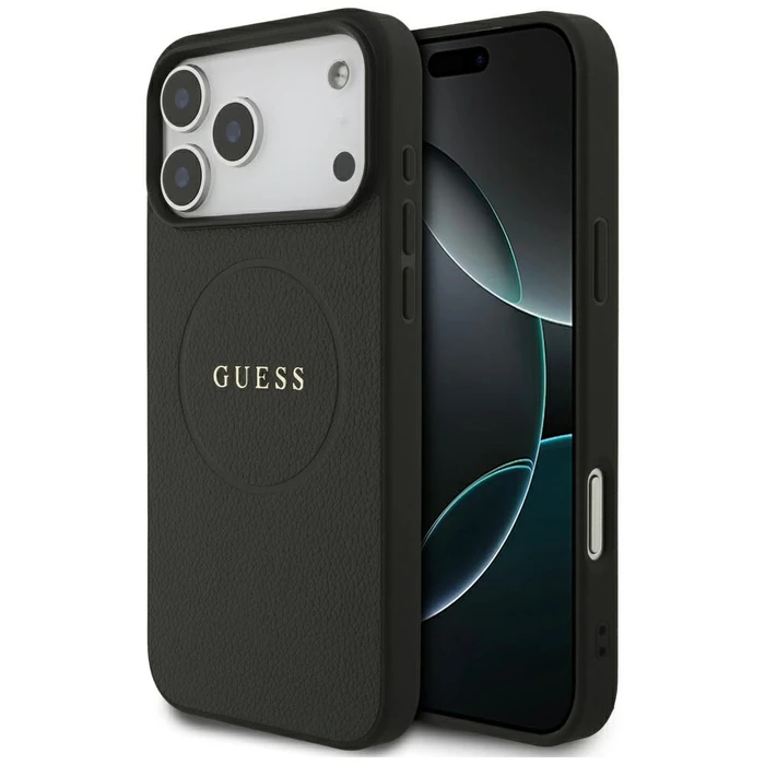 Guess Grained Gold Ring MagSafe Apple iPhone 18 Pro Max / 17 Pro Max black