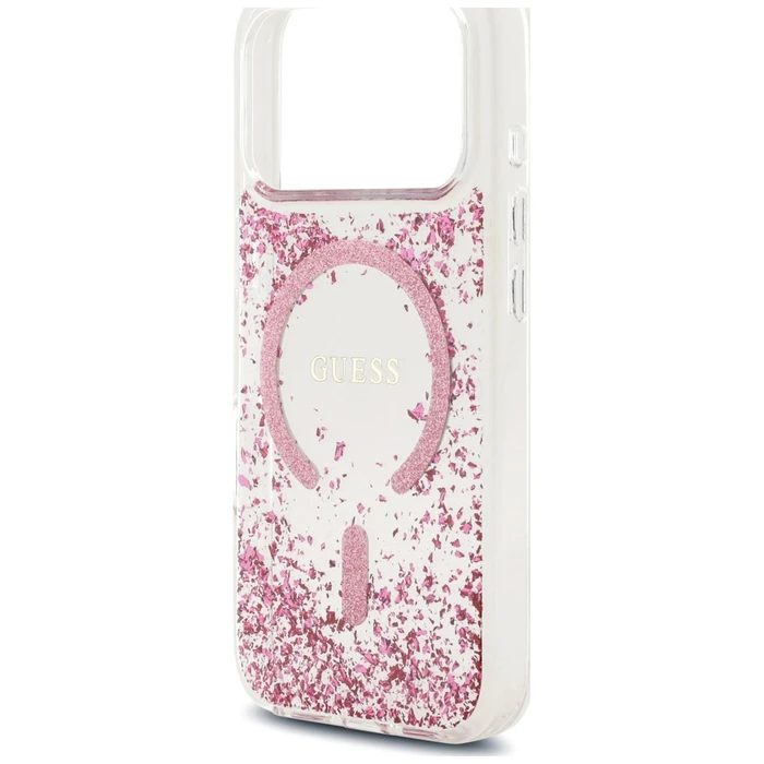 Guess Resin Bottom Glitter MagSafe Apple iPhone 18 Pro / 17 Pro pink