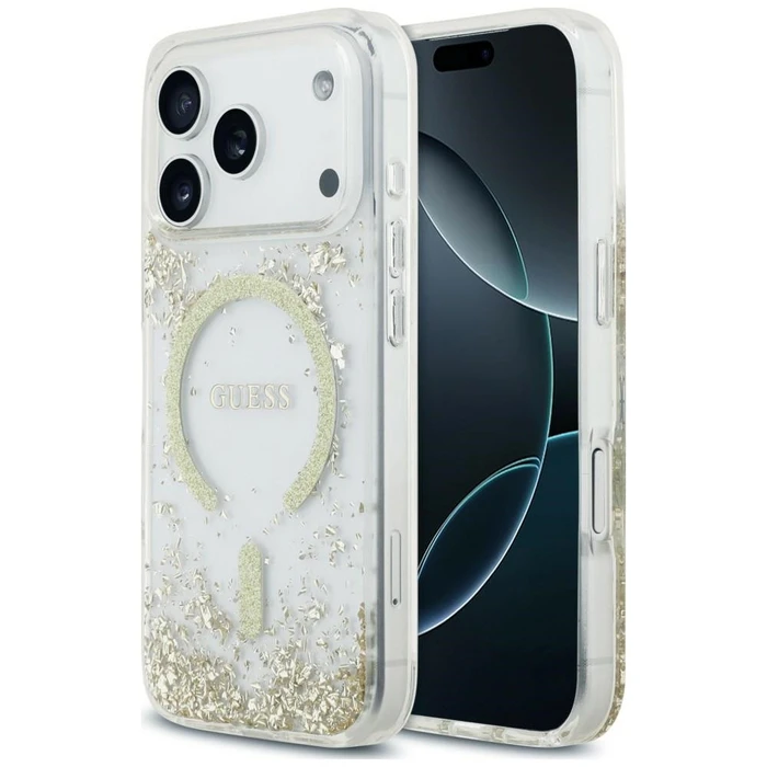 Guess Resin Bottom Glitter MagSafe Apple iPhone 18 Pro / 17 Pro gold