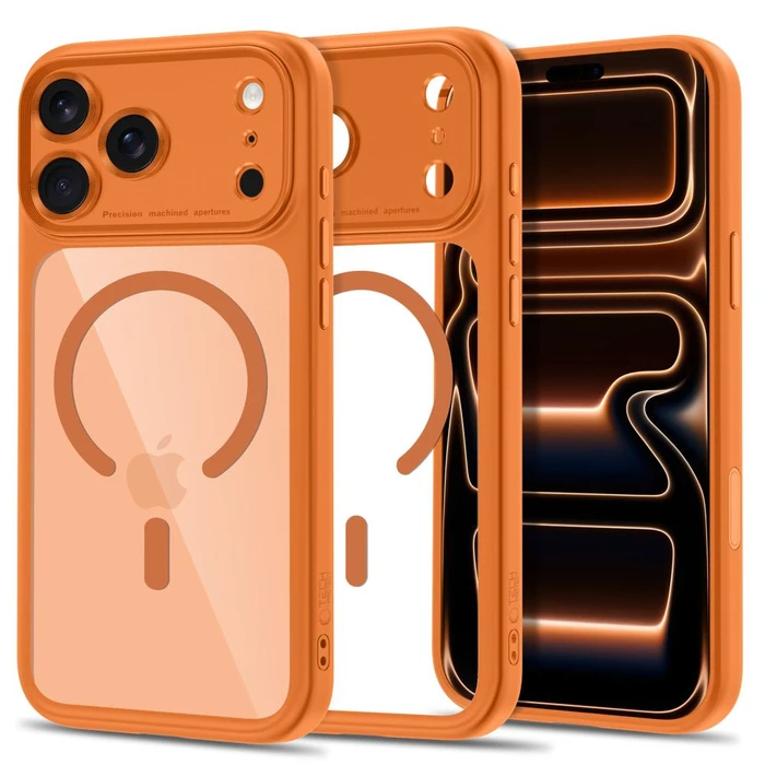 Tech-Protect MagPeak MagSafe CC Apple iPhone 17 Pro / 18 Pro Cosmic Orange/clear