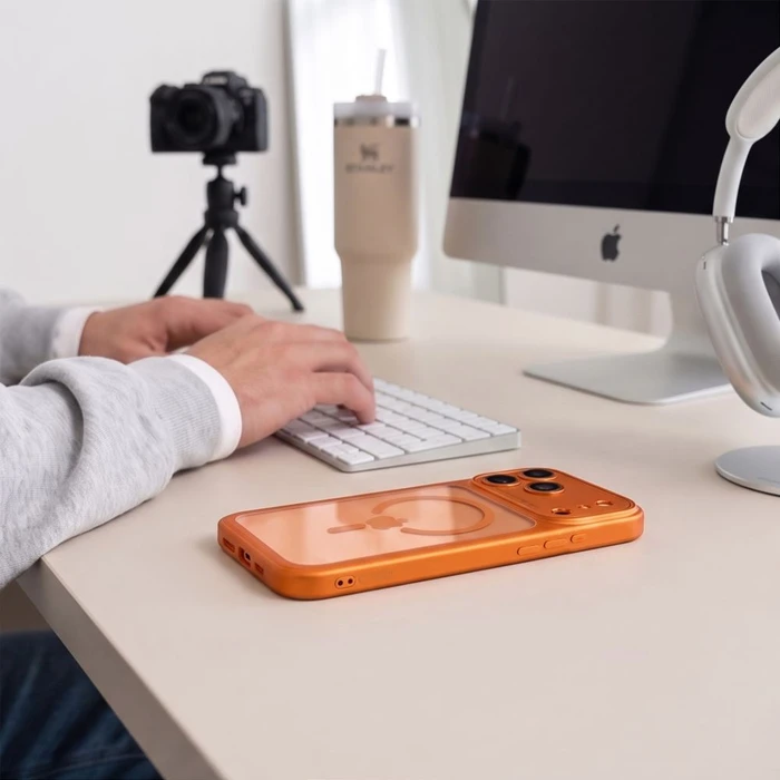 Tech-Protect MagPeak MagSafe CC Apple iPhone 17 Pro / 18 Pro Cosmic Orange/clear