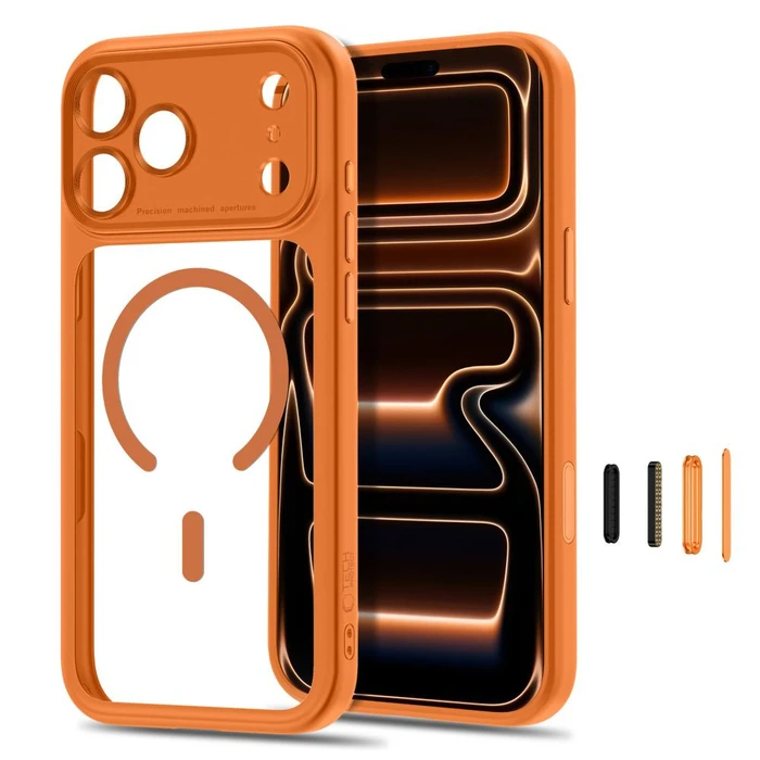 Tech-Protect MagPeak MagSafe CC Apple iPhone 17 Pro Max / 18 Pro Max Cosmic Orange/clear
