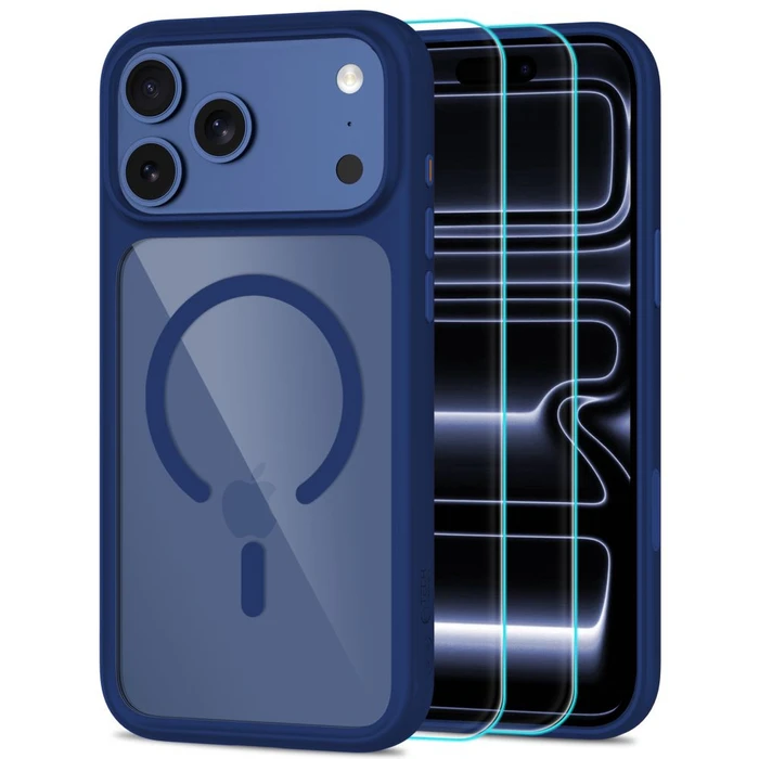 Tech-Protect MagOne MagSafe CC + 2x Glass Apple iPhone 17 Pro / 18 Pro Deep Blue/clear