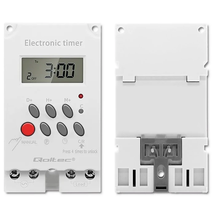 Χρονοδιακόπτης Ράγας Qoltec Electronic timer PC0629, DIN rail