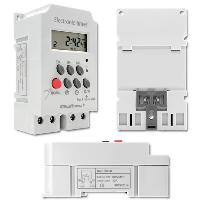 Χρονοδιακόπτης Ράγας Qoltec Electronic timer PC0629, DIN rail