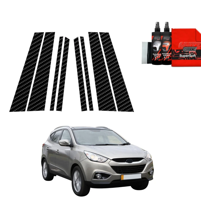 GrizzGlass BodyShield Carbon Car Pillar Protective Film Hyundai ix35 (2009-2013) [8in1]