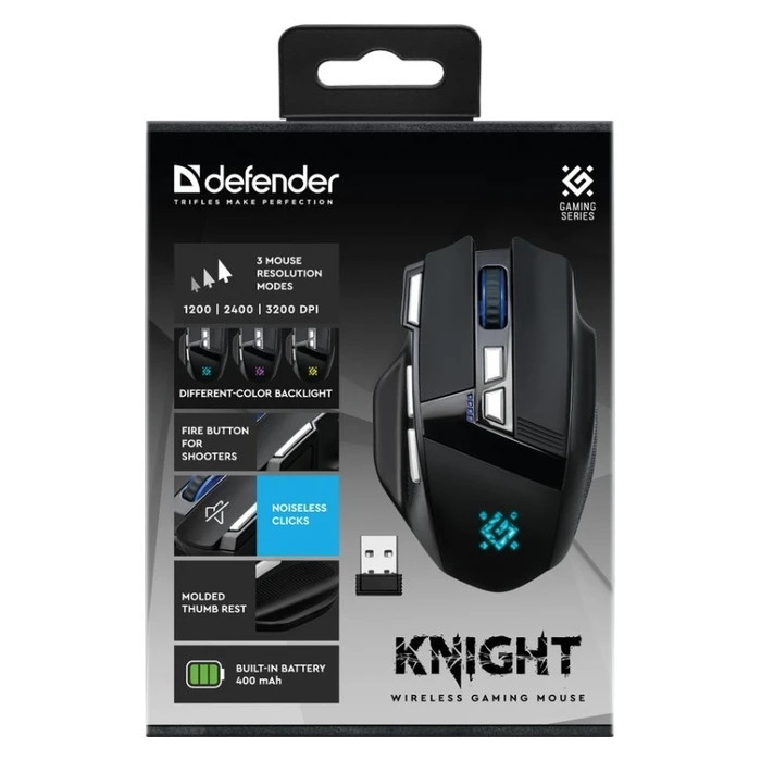 Ποντίκι Ασύρματο Defender Gaming Knight Gm-885 3200dpi 8p Black