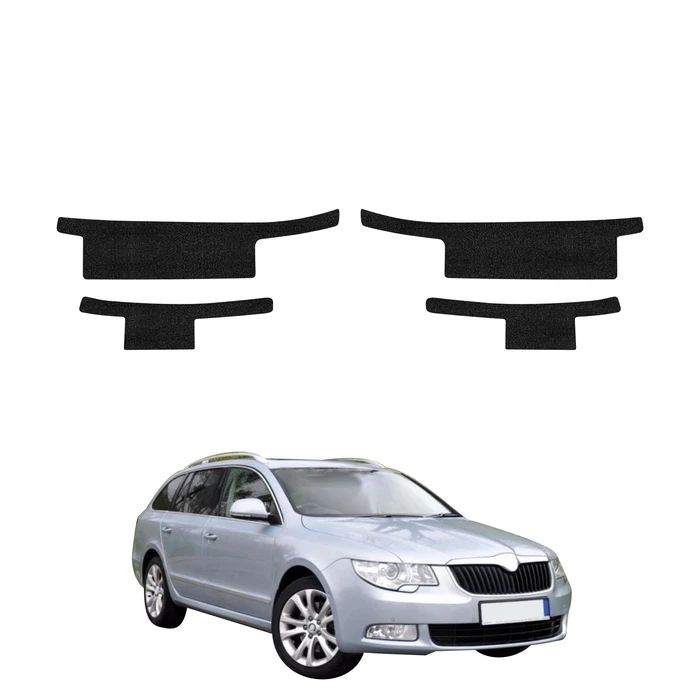 GrizzGlass HeavyDuty Black Door Sill Protective Film Skoda Superb 2 Sedan 4D (2008-2013) [4in1]