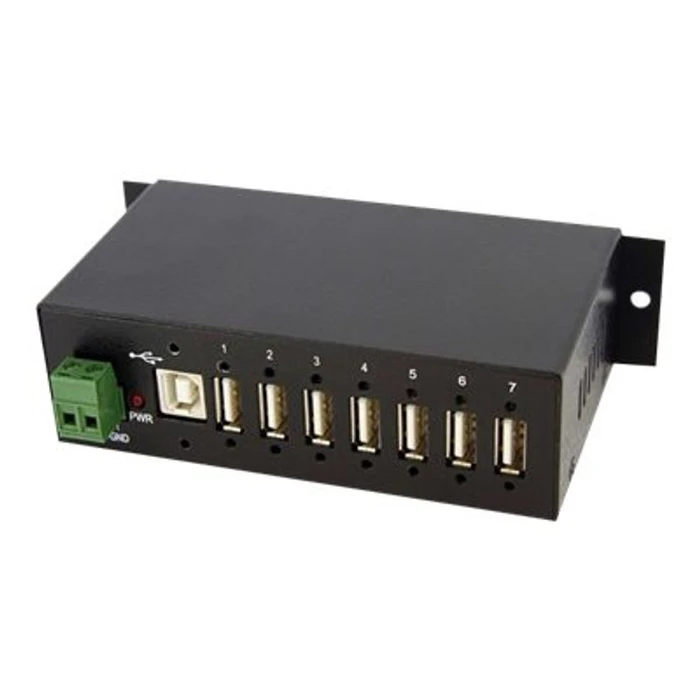 USB Hub StarTech Industrial Mountable 7 Port USB 2.0 Hub - Black - Hub - 7 Ports