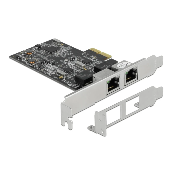 Κάρτα Δικτύου PCIe Delock X2 Σε 2X Rj45 89530, 2.5 Gbps, Low Profile