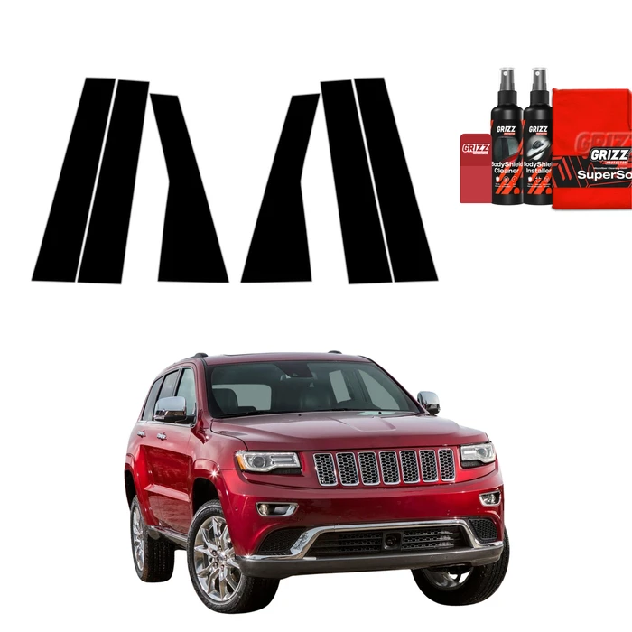 GrizzGlass BodyShield Black Car Pillar Protective Film Jeep Grand Cherokee 4 (2010-2021) [6in1]