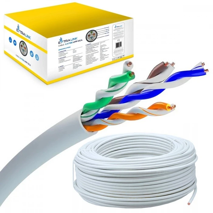 Καλώδιο Δικτύου Extralink Cat5e Utp(U/U Tp) V2 Indoor 100m