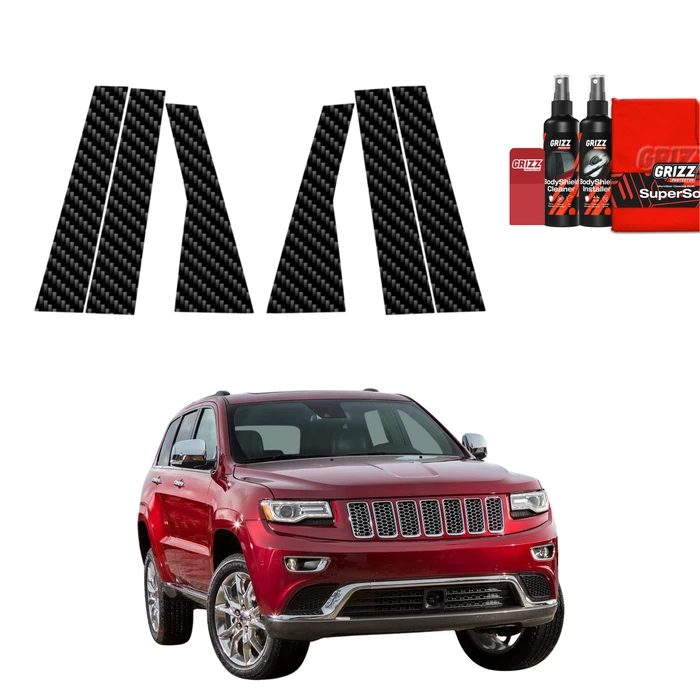 GrizzGlass BodyShield Carbon Car Pillar Protective Film Jeep Grand Cherokee 4 (2010-2021) [6in1]