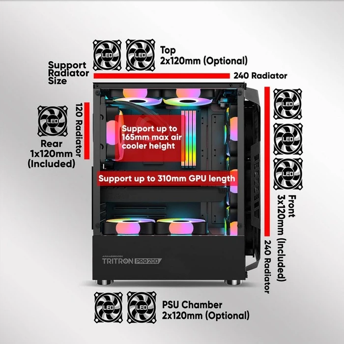 Κουτί Η/Υ Armaggeddon With 4 Argb Fans Tritron Pro 200 Black