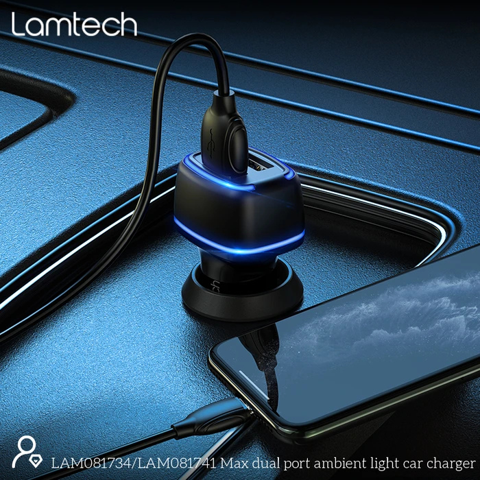 Φορτιστής Αυτοκινήτου Lamtech 2xUSB 2,4A for MOBILE PHONES Black