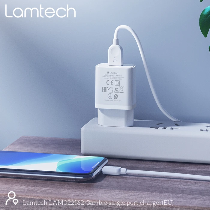 Φορτιστής Πρίζας Lamtech USB Travel Charger 2,1A WHITE
