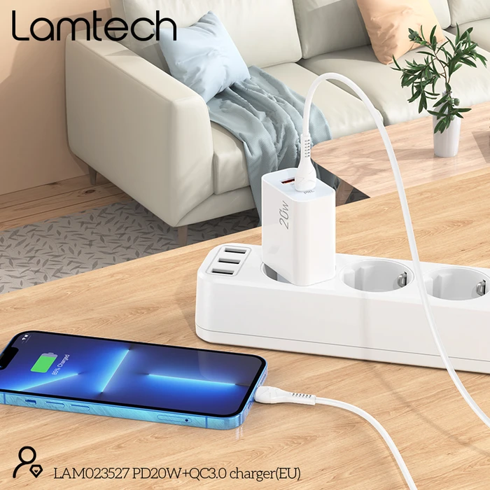 Φορτιστής Πρίζας Lamtech USB QC3.0/Type-C 20W