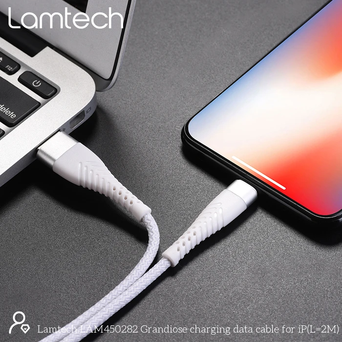 Καλώδιο Lightning Lamtech Lightning to HIGH QUALITY UNBREAKABLE SILVER 2M