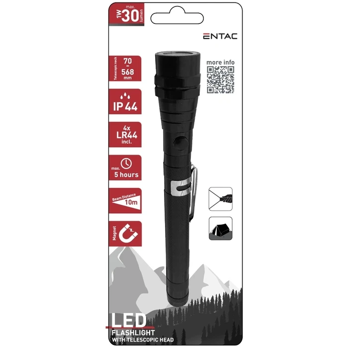 Φακός Entac με Τηλεσκοπικό Λαιμό 1W Αλουμινίου