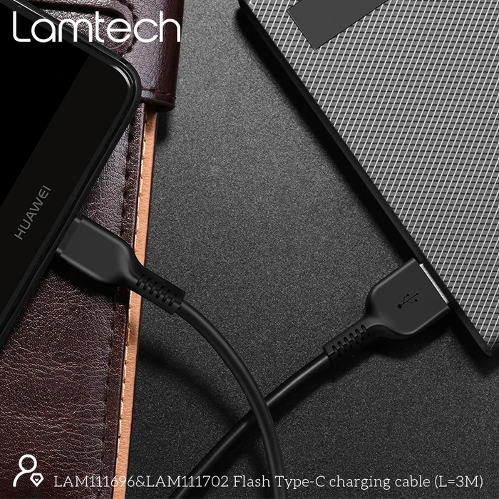 Καλώδιo USB Lamtech Data Type-C 3M Black