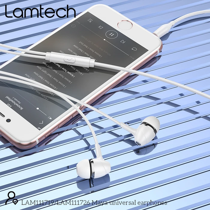 Handsfree Ακουστικά Lamtech FASHIONABLE 3,5mm EARPHONES WHITE