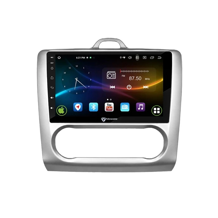 VenCore 3236-10007-0041SA - Οθόνη Multimedia Android 15 9" 9109A MTK6762 Octa-Core 2GB/32GB IPS με Πρόσοψη, CarPlay, Android Auto και Υποστήριξη Κάμερας Οπισθοπορείας AHD για Ford Focus Auto A/C 2004-2015 – Ασημί