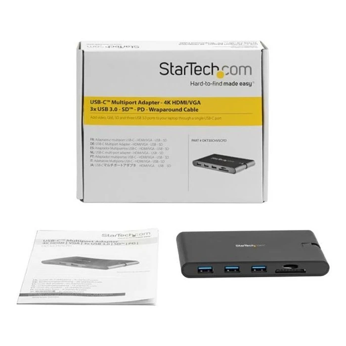 Docking Station StarTech.com USB-C 8-in-1-Multiport-Adapter DKT30CHVSCPD - 3 x USB 3.0/SD/MicroSD/GbE/HDMI/VGA