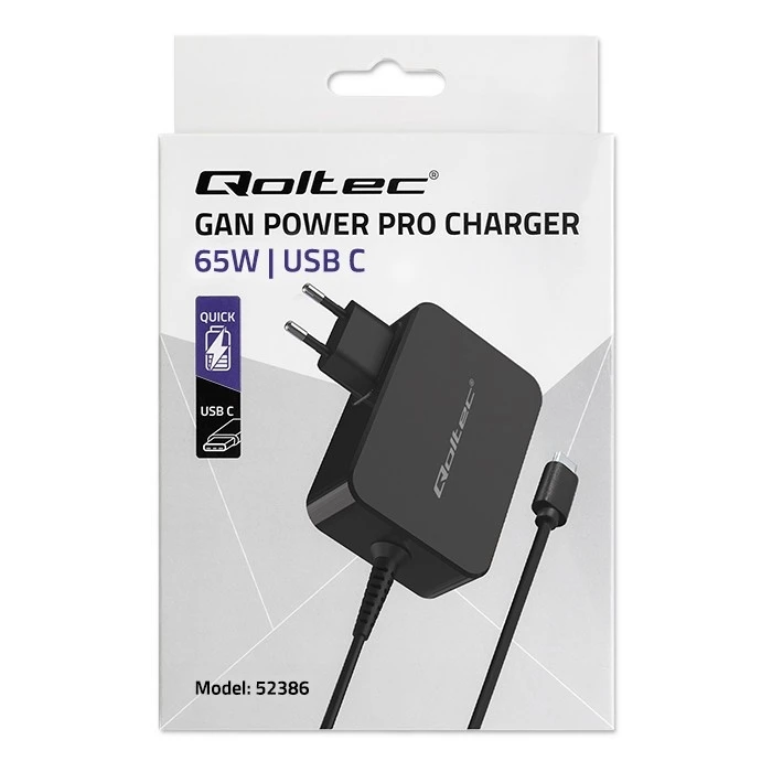Φορτιστής Πρίζας Qoltec Gan Power Pro 1xusb C, 65w, 5 20v