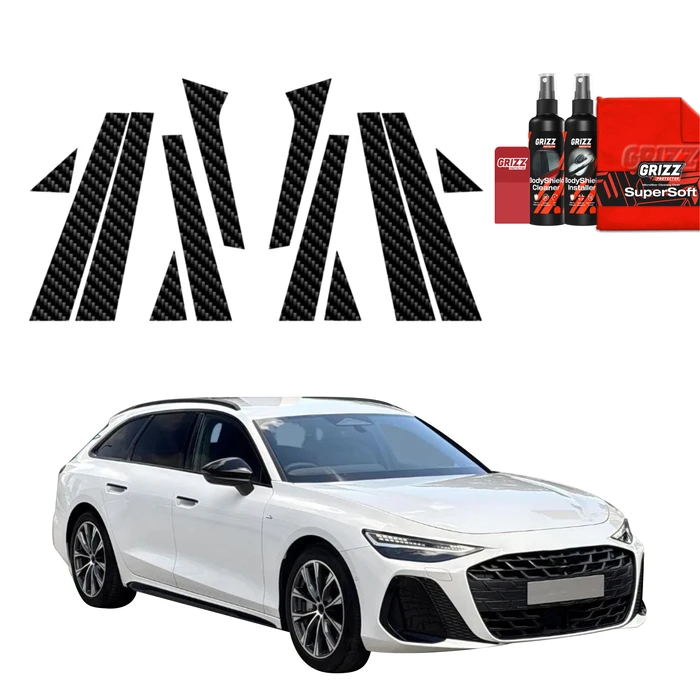 GrizzGlass BodyShield Carbon Car Pillar Protective Film Audi A6 C9 Avant (2025-2026) [12in1]